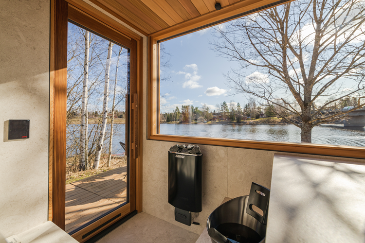 Kirami FinVision® -sauna Zero  M - sisäpuolelta korallinvalkoinen