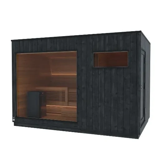 Kirami FinVision® -Sauna und -Umkleidekabine 2-Tür, Nordic misty, Recht (Annex)